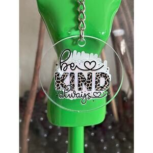 Be Kind Always Print Women Inspirational Round Acrylic Tassel Keychains